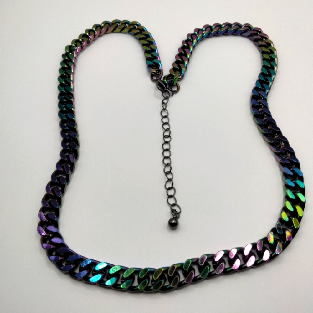 Heavy Chain Necklace - Oil Slick Rainbow